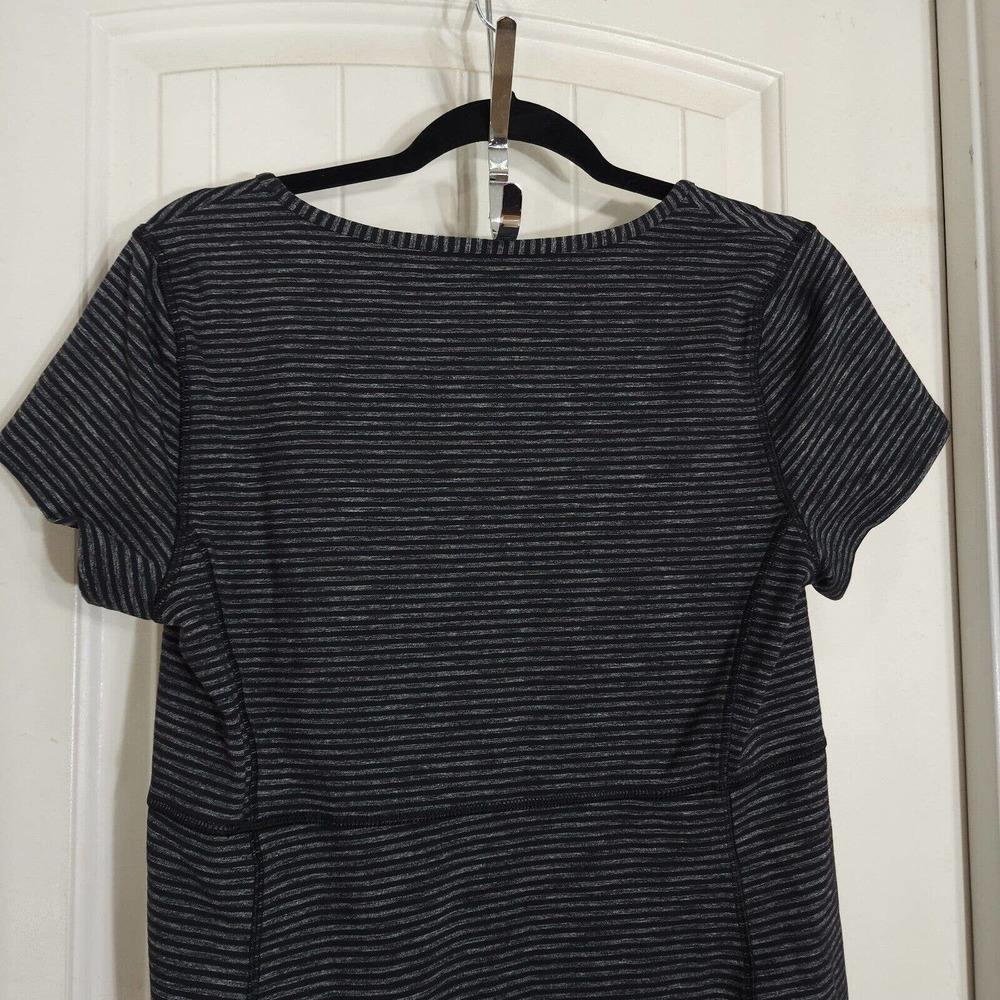 Duluth Trading Co Womens Dress Black Gray Striped Stretch Active Travel Size M - Picture 7 of 8